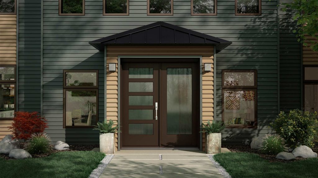 home with vinyl siding 2000 series and custom front door