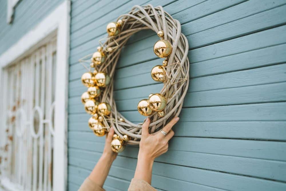 wreath on side of house
