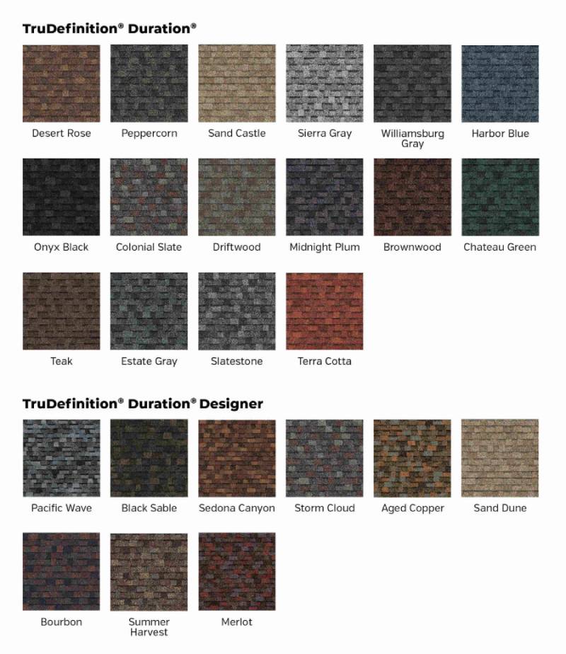 Roofing color options